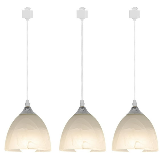 Kiven H-Type 5.9" Diameter Silver Pendant Light Frosted White Finish Glass Shade