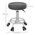 thumbnail image 2 of Tabouret de Salon Gris Réglable - Chaise Roulante en Cuir PU pour Barbier, Beauté, Tatouage & Massage - 16,5 Pouces x 16,5 Pouces - Pivotant & Roues, 2 of 7