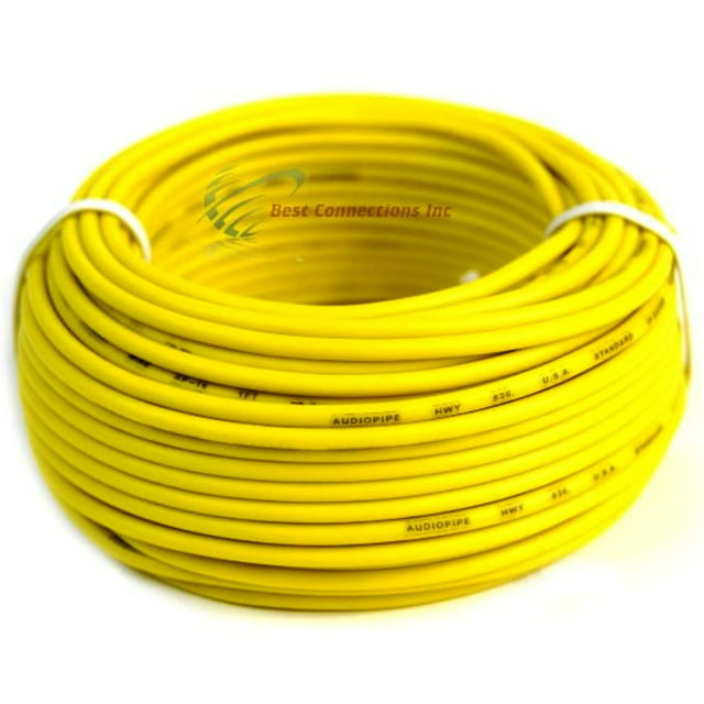 18 GA Gauge 50' Feet Yellow Audiopipe Car Audio Home Remote Primary Cable Wire