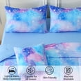 thumbnail image 3 of OKKEEY 6 Pcs Blue Constellation Girls Kids Comforter Set Queen Size, Bed in a Bag Colorful Tie Dye Glitter Bedding Set with Sheet for Women & Teens, 3 of 10