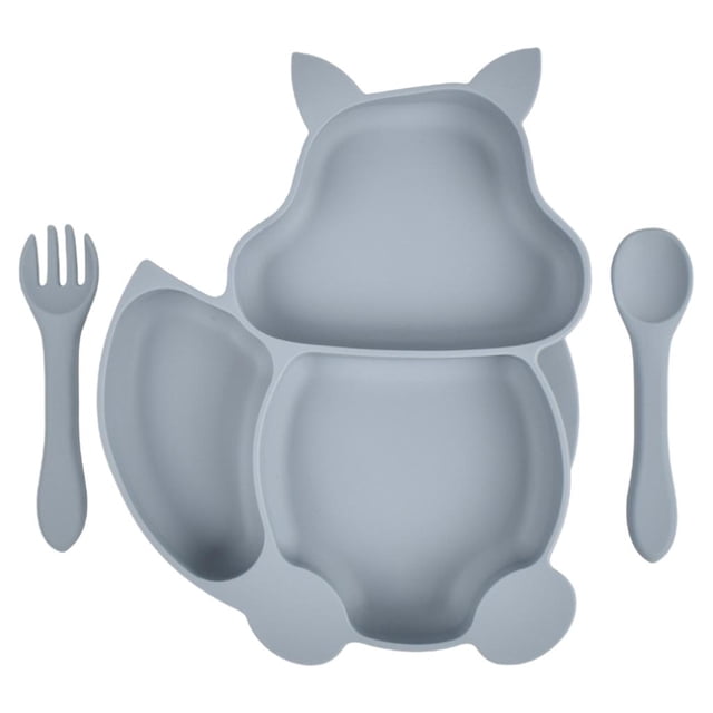Plato Dividido de Silicona para Bebés CUTICAT Gris