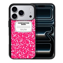 WIRESTER Shockproof Soft Rubber Cover Case for Apple iPhone 17 Pro 6.3" 2025, Hot Pink Composition Book
