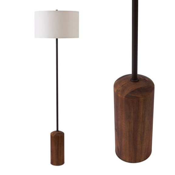 Oren 60" Modern Classic LED Standing Floor Lamp with Heavy-Weighted Base in Walnut Finish