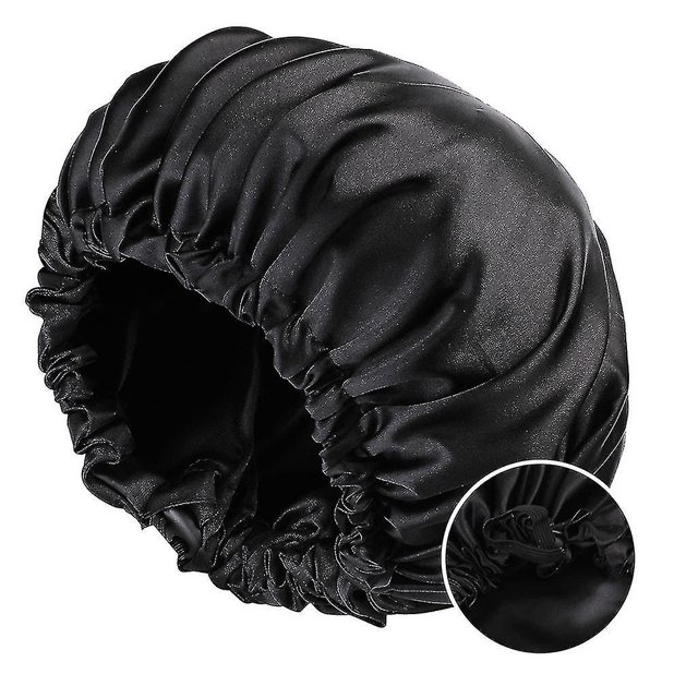 Reversible Satin Nightcap Ladies Stretch Hair Care Shower Cap