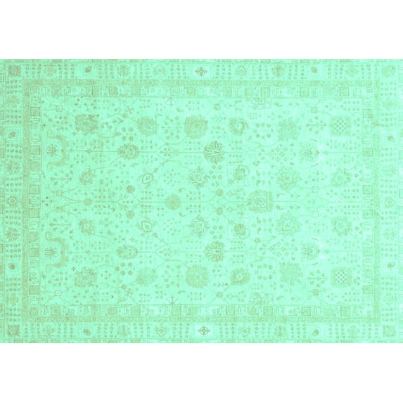 Ahgly Company Indoor Rectangle Oriental Turquoise Blue Traditional Area Rugs, 2' x 3'