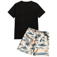 thumbnail image 4 of GrmtClth Men's Hawaii 2 Piece Outfits Tropical Crew Neck Tee and Shorts Set Casual Short Sleeve Outfit Comfy Elastic Drawstring Clothing Khaki 3XL, 4 of 4