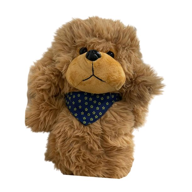 Funda de cabeza de conductor de perro de peluche, adorable, universal, regalo para golfistas, novedoso, antiarañazos Café