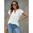 thumbnail image 4 of Womens White Blouse V Neck Ruffle Sleeve Flowy Shirts Dressy Casual Cute Summer Tops, 4 of 6
