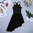 thumbnail image 3 of Hansber Girls Kids Modern Lyrical Dance Dress Mesh High Low Hem Ballet Dance Gymnastics Leotard Dress Black 5-6, 3 of 6