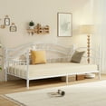 thumbnail image 7 of GVN Twin Size Metal Sturdy Trundle Bed Frame with Headboard, Bedroom Platform Bed Frame for Bedroom, Apartment, White, 7 of 7