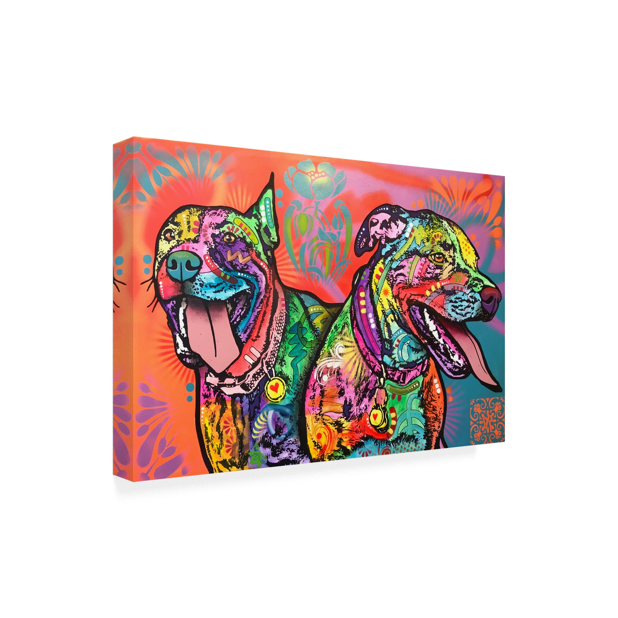 Trademark Fine Art 'Two Happy Pups' Canvas Art by Dean Russo