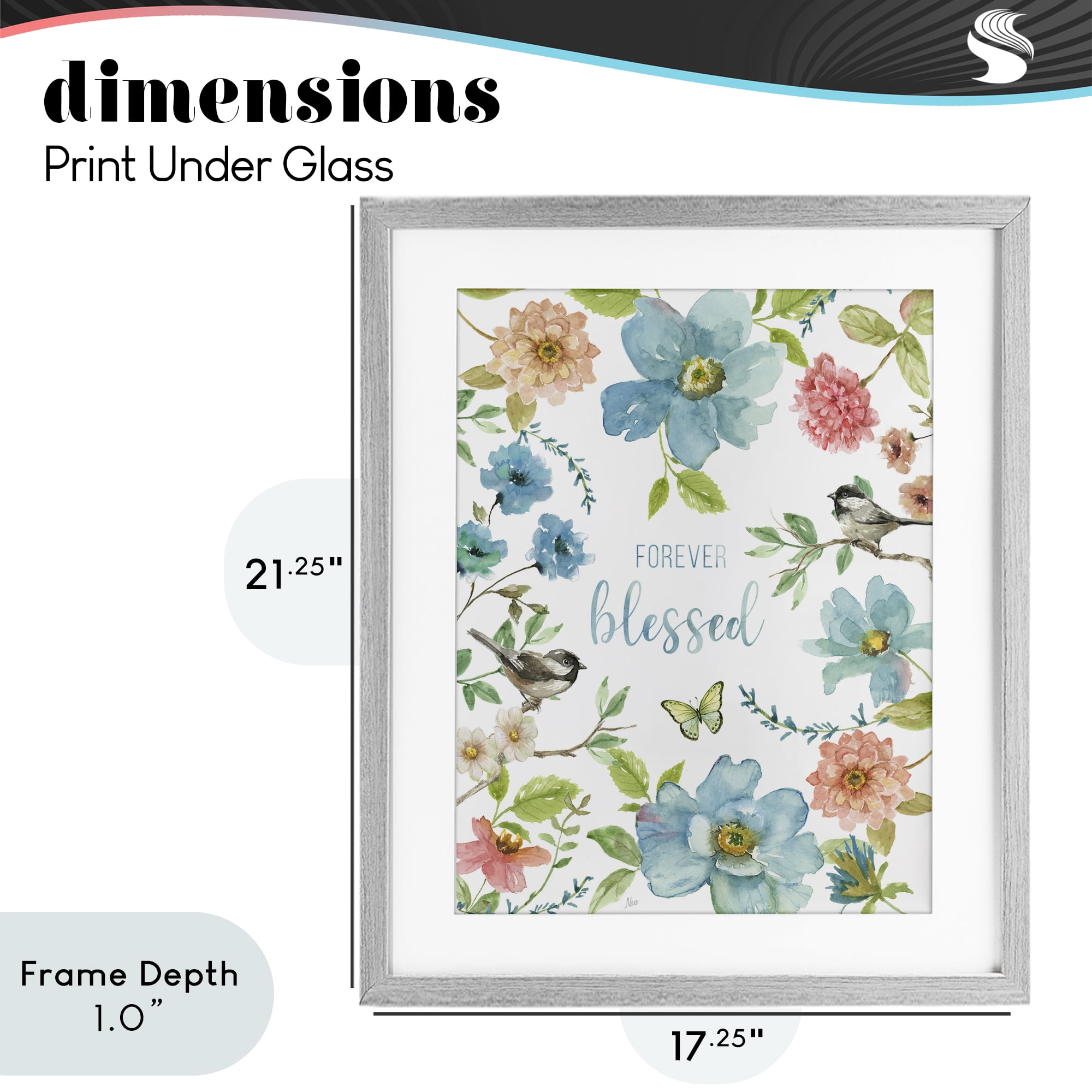 Stupell Industries Forever Blessed Pink & Blue Gray Framed Print Under Glass, design by Nan