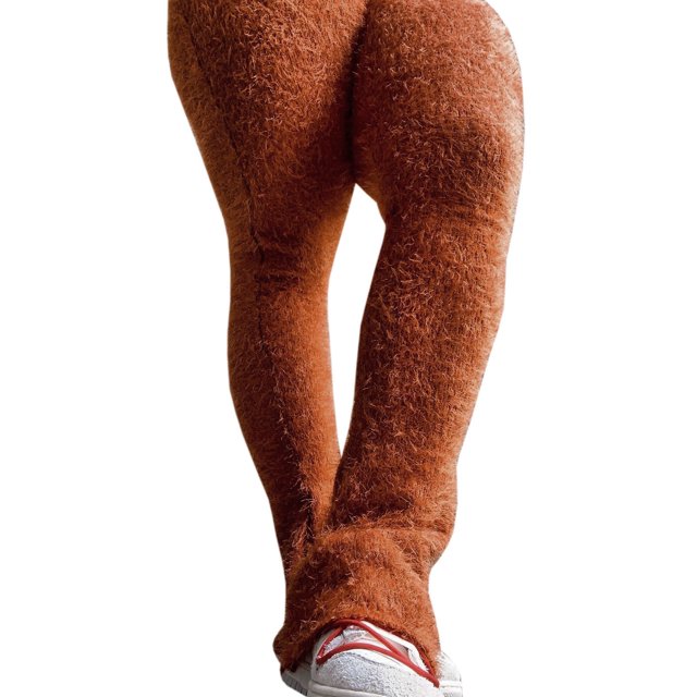 Pantalones acampanados casuales de punto de gamuza compuesta para mujer de moda
