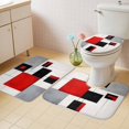 thumbnail image 4 of Black Red Square Bathroom Rugs Set Geometric Abstract Non Slip Absorbent Soft Bath Mats 3 Piece Set with Bathroom Rug, U-Shaped Floor Mat, Toilet Seat Cover Small Size, 4 of 9