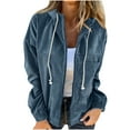 thumbnail image 4 of Miluxas Zip up Hoodies for Women Long Sleeve Loose Hooded Coat Casual Loose Fit Warm Outerwear Fall Winter Jackets Navy XL(XL), 4 of 8