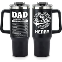 Custom Fathers Day Birthday Gifts For Dad Husband Men, Pesonalized Tumblers With Names, 40 Oz Travel Coffee Tumbler Cup Mug With Handle And Straw, Customized Dad Gifts From Daughter Son Wife