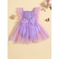 thumbnail image 2 of Bslissey Baby Girls Sleeveless Romper Dress Solid Color Tie Knot Front Tulle Patchwork Ruched Bodysuit Infant Casual Princess Clothes for Daily Party 3M 6M 9M 12M 18M, 2 of 9