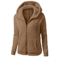 thumbnail image 4 of Dezsed Womens 2025 Winter Fuzzy Fleece Jacket Coats Women Hooded Sweater Coat Winter Warm Wool Zipper Coat Long Sleeve Outwear Yellow XXL, 4 of 4
