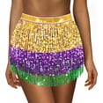 thumbnail image 2 of Belly Dance Hip Scarf Sequin Tassel Skirt Wrap Sparkly Rave Skirt for Women Festival of Carnival sequin skirt, 2 of 5