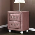 thumbnail image 2 of Nightstand with 2 Drawers / Bedroom Furniture with Safety / Pink Fabric and White Finish, 2 of 2