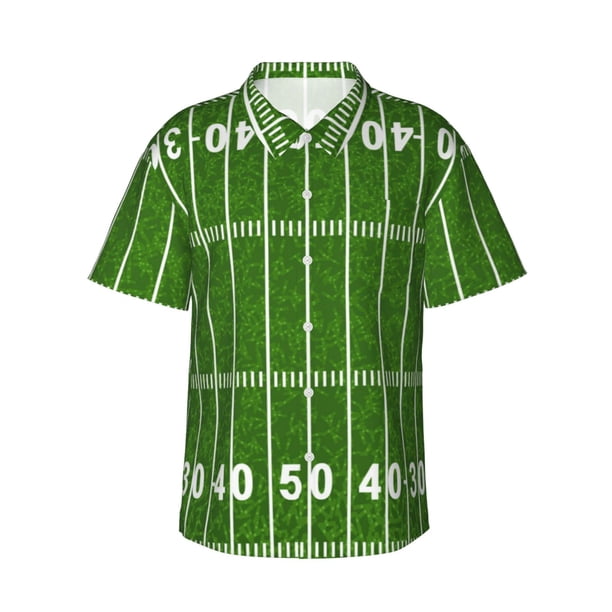 Fotbe American Football Field2 Camisa Hawaiana para Hombre Unisex – Camisa Casual de Verano con Botones de Manga Corta de Algodón y Lino,Small