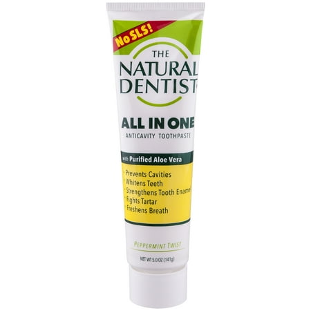 The Natural Dentist All In One Fluoride Toothpaste with Aloe, Peppermint Twist, 5 Ounce (Best Toothpaste Dentist Recommended Uk)