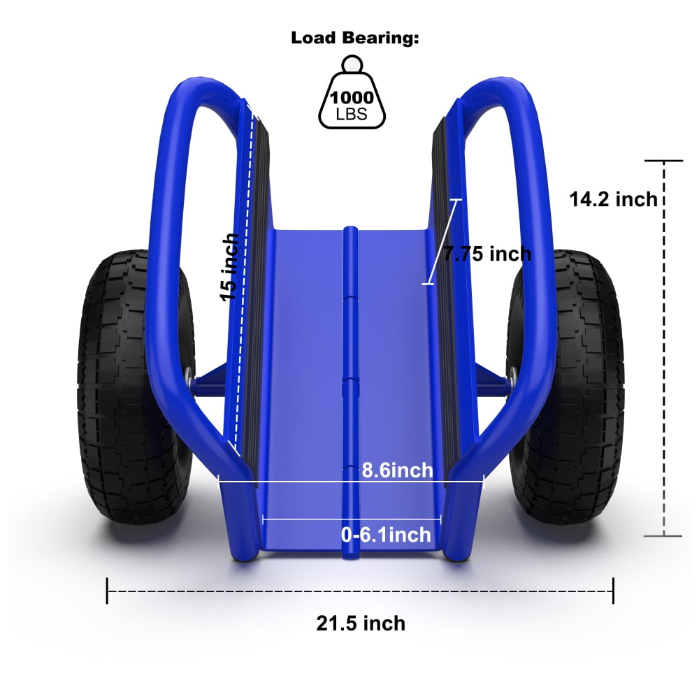 Holaki Heavy-Duty Panel Dolly with 10-Inch Solid Rubber Tires, All-Terrain Moving Cart for Drywall, Doors, and Heavy Materials, 1000 lbs Capacity