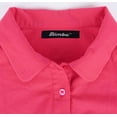 thumbnail image 7 of Bimba Womens Henley Crop Top With Collar Solid Elastic Hem Crop Tee Blouse, 7 of 7