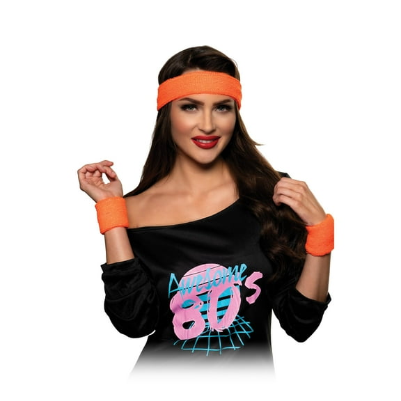 UNDERWRAPS 80s Neon Pink Sweat Bands - Sweat Bands for Womens Halloween Costume, Cosplay Accessories for Men & Women, Halloween Props