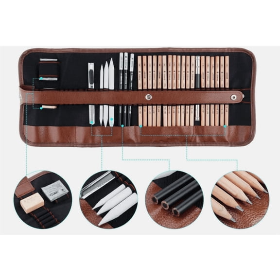 29PCS Professional Drawing Artist Kit Set, Sketching Pencils & Charcoal Art Tools for Drawing, Shading & Sketching