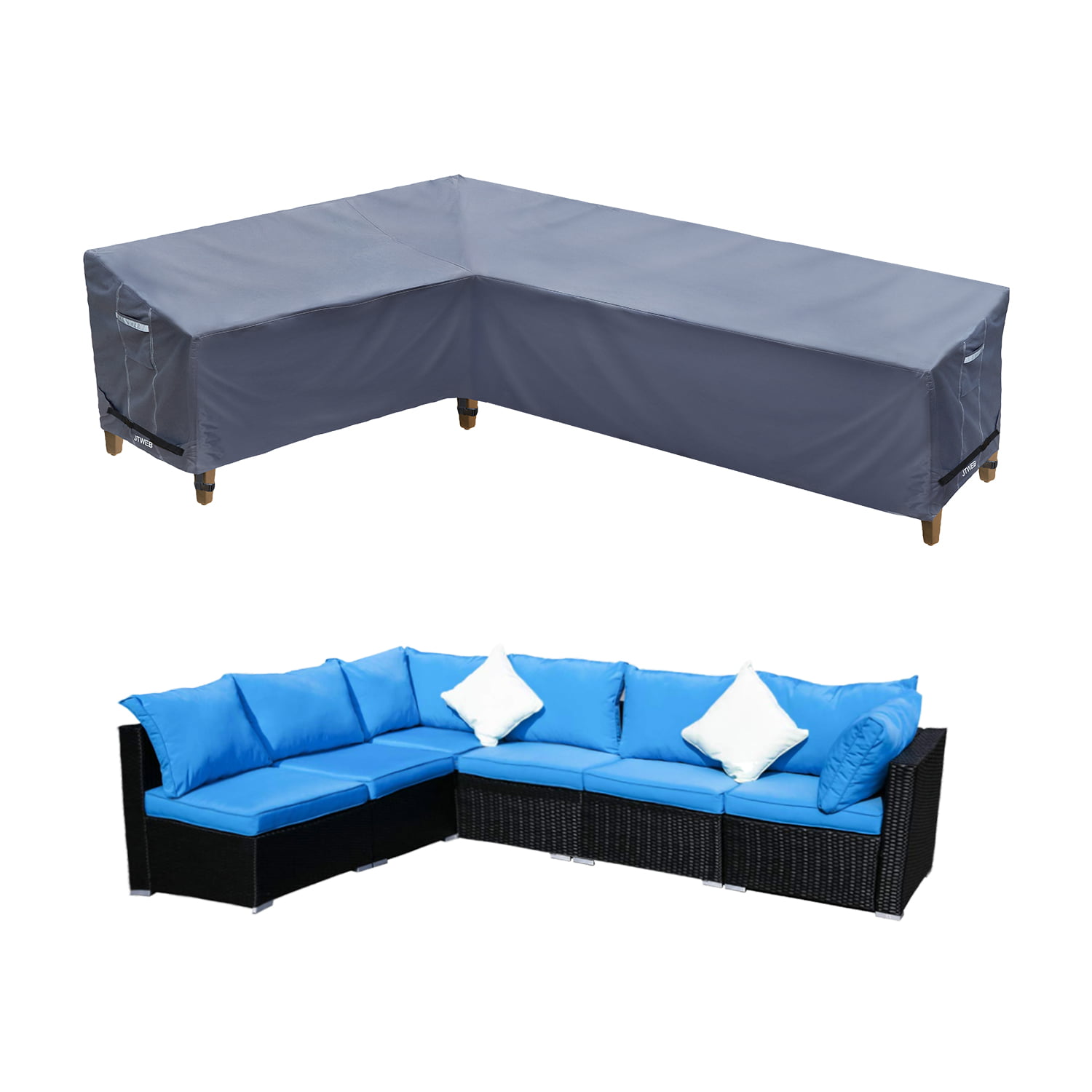 Patio Furniture Covers Heavy Duty Material Water and Weather Resistant Covermates Modular Sectional Sofa Cover Charcoal 