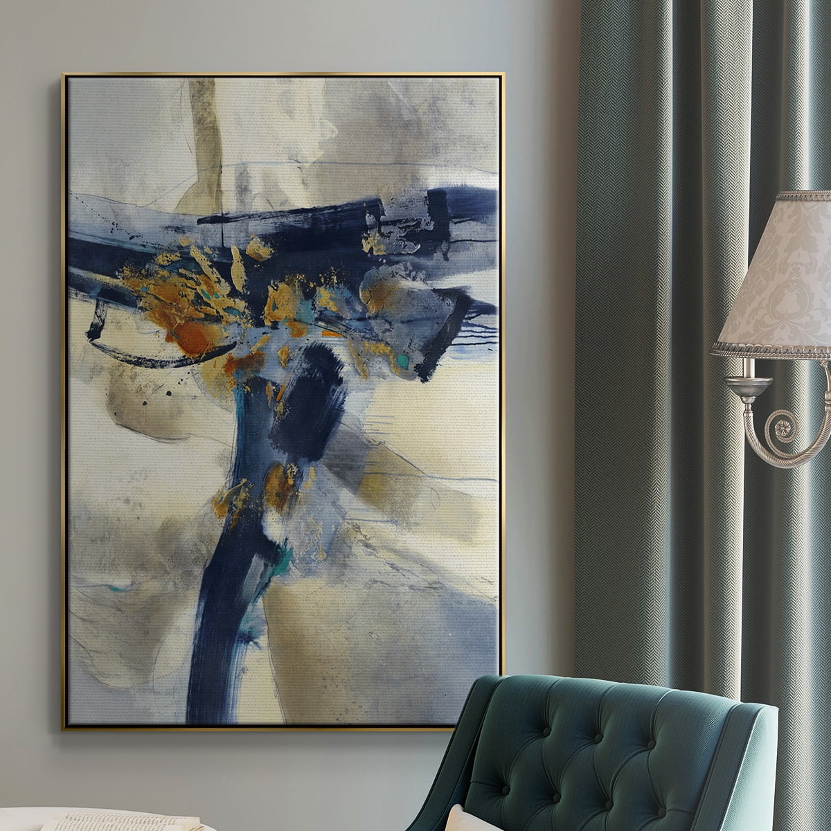 Blast Framed Premium Gallery Wrapped Canvas - Ready to Hang - 27 x 41 - Gold Floating Frame
