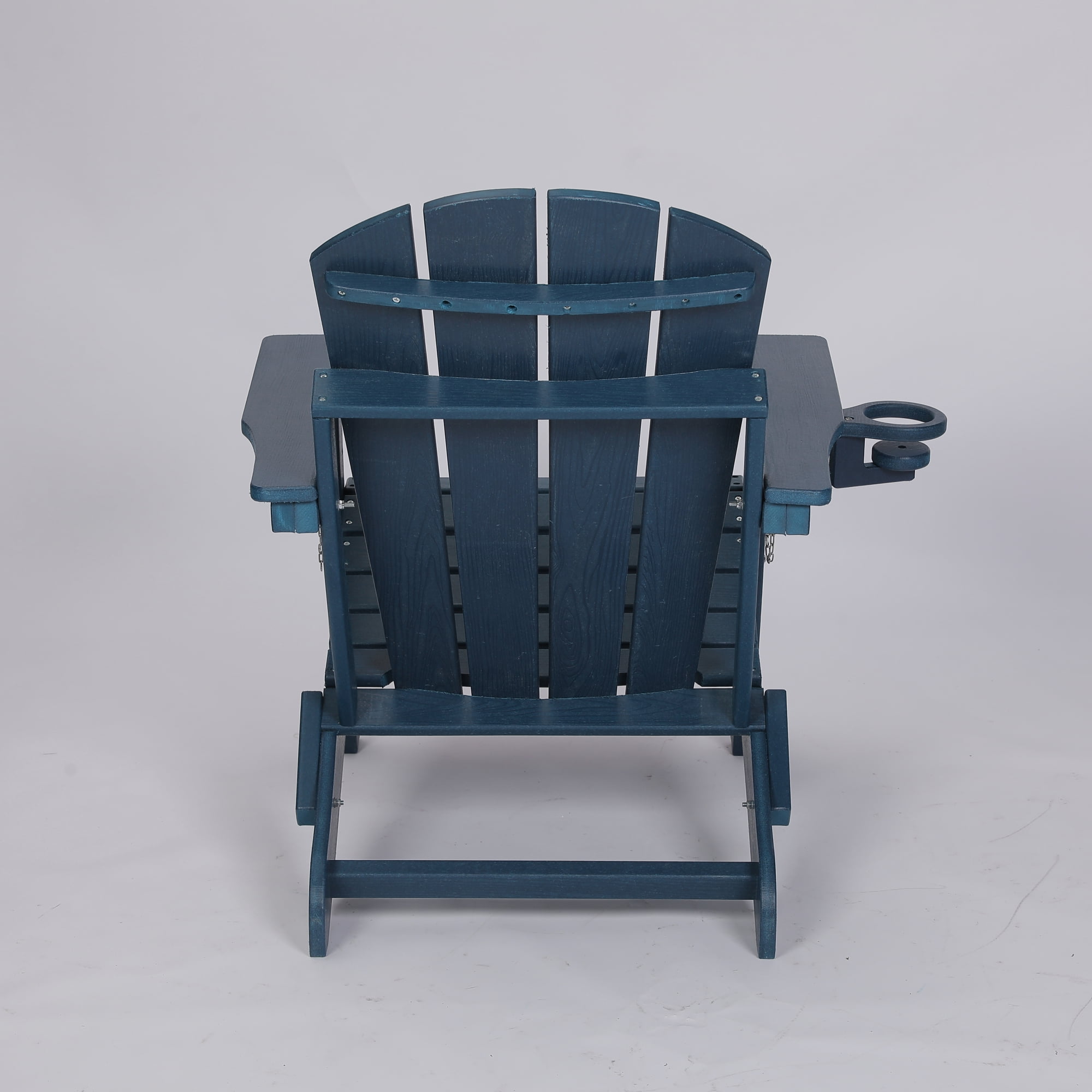 Adirondack Chair, Outdoor Chair, Folding Chair&nbsp;with Dual Cup Holder, HDPE Composite Folding Design and Wood Texture for Patio, Garden, Deck, Navy Blue