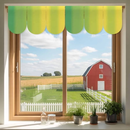 Green and Yellow Ombre Door Banner Minimalist Gradient Striped Texture Small Scalloped Hanging Banner for Door Hanging Flag Backdrop Decoration for Wall Window Party 3pcs 10 x 16 Inch