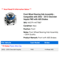 thumbnail image 2 of Front Wheel Bearing Hub Assembly - Compatible with 2002 - 2013 Chevy Impala FWD with ABS Brakes 2003 2004 2005 2006 2007 2008 2009 2010 2011 2012, 2 of 3