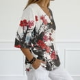 thumbnail image 4 of Yuyamidu Linen Tunic Shirt for Women Size 3XL Casual 3/4 Sleeve Tunic Blouse Button Down Dressy Work Blouse Chinese Tops, Chinese Plum Blossom Florals, 4 of 7