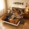 thumbnail image 2 of Manfei Vintage Elk Bed Sheets, Wooden Plank Cabin Full Size Sheets, Brown Orange, 4-Piece, 1 Flat Sheet, 1 Fitted Sheet and 2 Pillowcases, 2 of 6