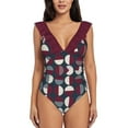 thumbnail image 1 of Pattern Circle Print One Shoulder Ruffle Swimsuits One Piece Swimsuit Women Swimwear Beach Bathing Wear, 1 of 4