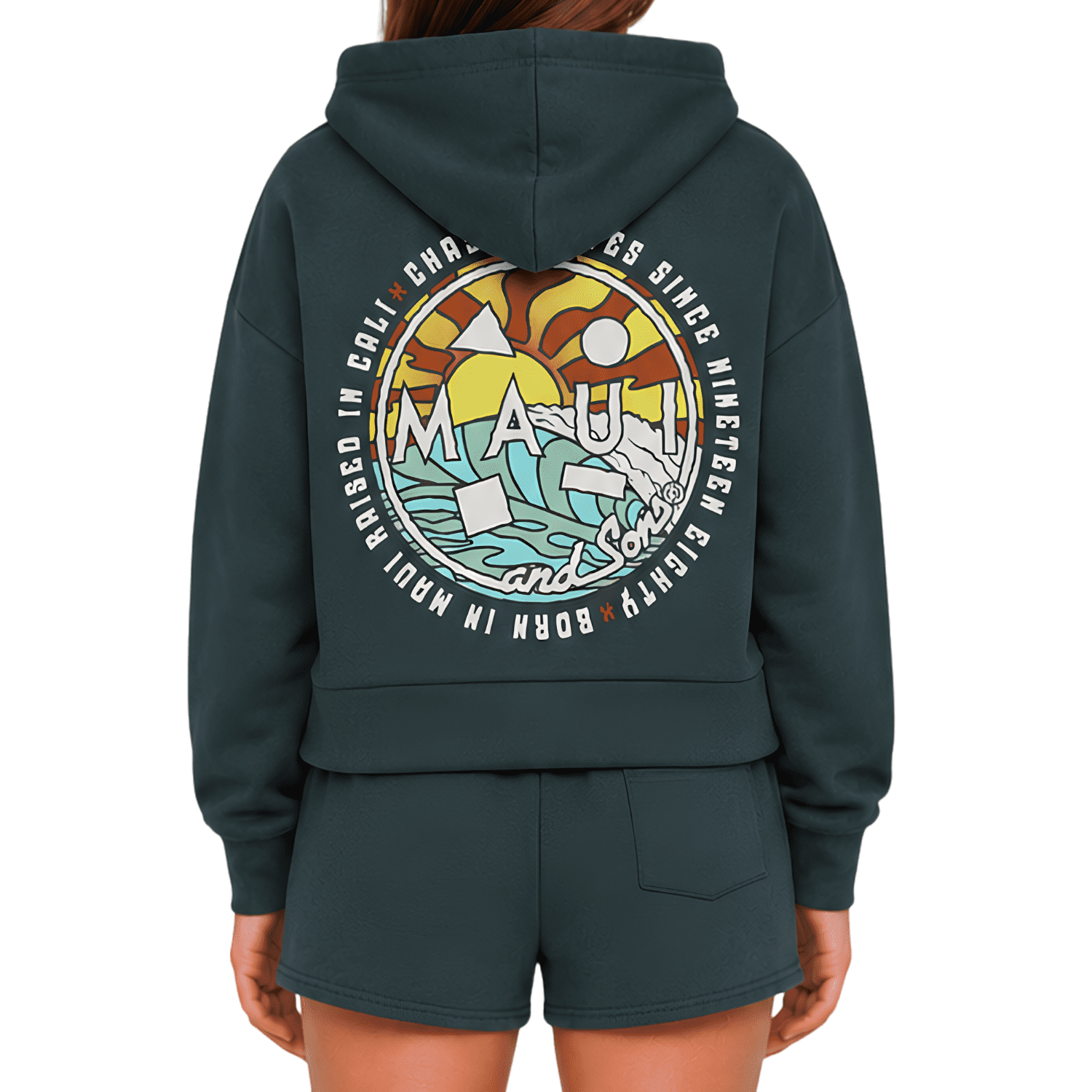 Maui and Sons Girl's Chaser Smoke Colored Fleece Pullover Hoodie Double Sided Graphic Sweatshirt