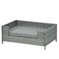 thumbnail image 5 of Pefilos 35" PE Wicker Dog Sofa Bed for Small Dogs Elevated Raised Rattan Pet Bed for Indoor/Outdoor with Removable Cushion Lounge, Gray, 5 of 14