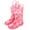 Pink, variant on Xfvqtps Child Girls Rain Boots with Handles Long Calf Flower Strawberry Print Sweet Cute Waterproof Non Slip Light up Rubber Sole Garden Shoes Outdoor EVA Rain Shoes for 5-12 Years Pink