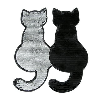 FEEPOP Cat Sequined Embroidered Sew on Patches for Clothes DIY Coat Sweater T Shirt Clothing Sequins Patch Applique