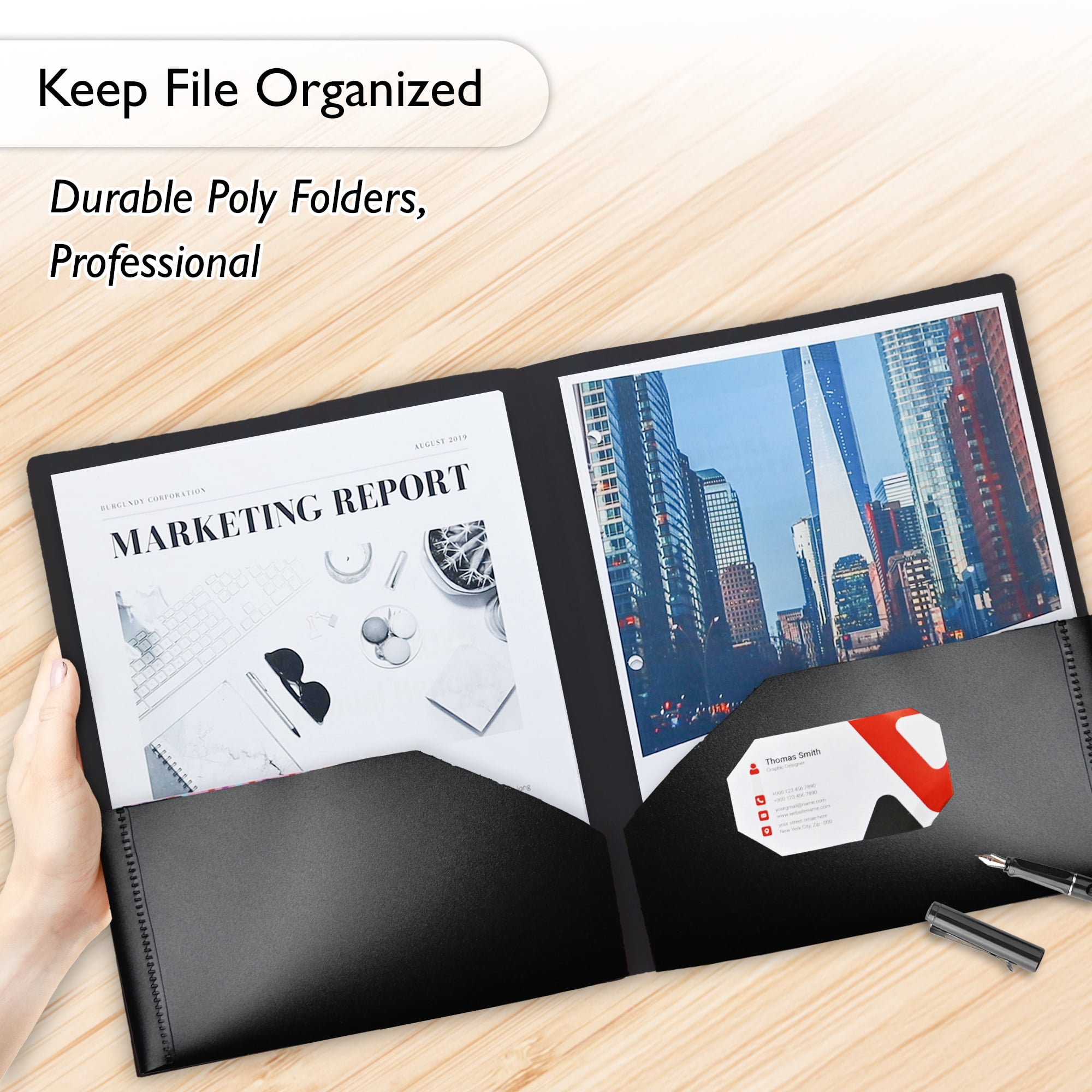BAZIC 2 Pockets Poly Folder Portfolio w/ View Cover, Document Folders, 48-Pack