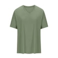 thumbnail image 5 of tklpehg Clearance Womens Tops Vintage V-Neck Knitted Tops Summer Lightweight Loose Blouses Solid Color Going Out Tops Casual Short Sleeve Tee Shirt Blouses (Green,L), 5 of 8
