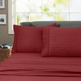 thumbnail image 1 of 600 Thread Count 100% Cotton Wrinkle Free Striped Sheet Set (Queen, Burgundy), 1 of 2