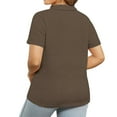 thumbnail image 6 of Olyvenn Plus-Size-Summer-Tops for Women Collared V Neck Button Collared Shirts Flowy Tunics Trendy Short Sleeve Blouses Brown XXXXXL, 6 of 6