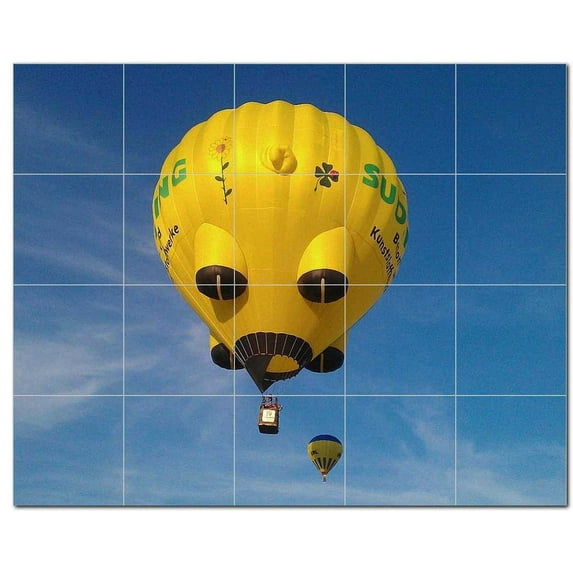 Hot Air Balloon Ceramic Tile Mural Kitchen Backsplash Bathroom Shower, 400686-XL