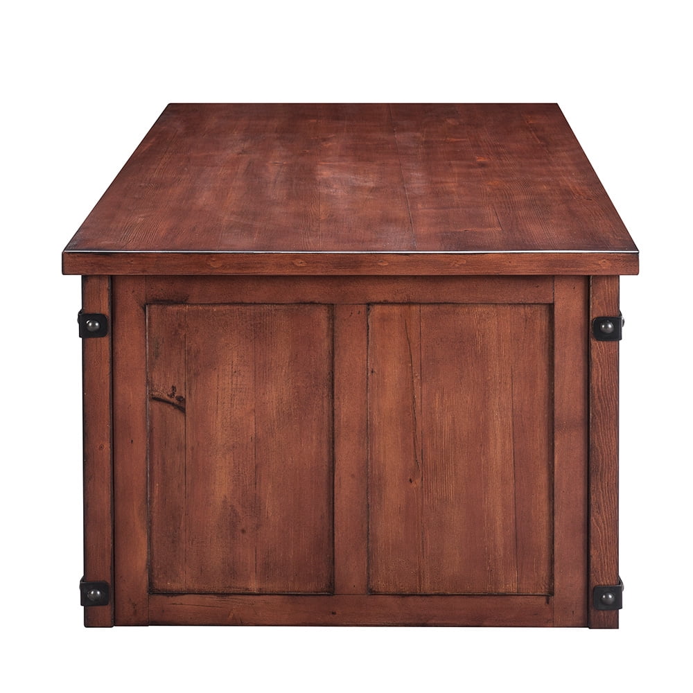 Kepooman Rustic Farmhouse Coffee Table with Sliding Barn Doors and Storage Cabinets for Living Room - Brown Kepooman Rustic Farmhouse Coffee Table with Sliding Barn Doors and Storage Cabinets for Living Room - Brown