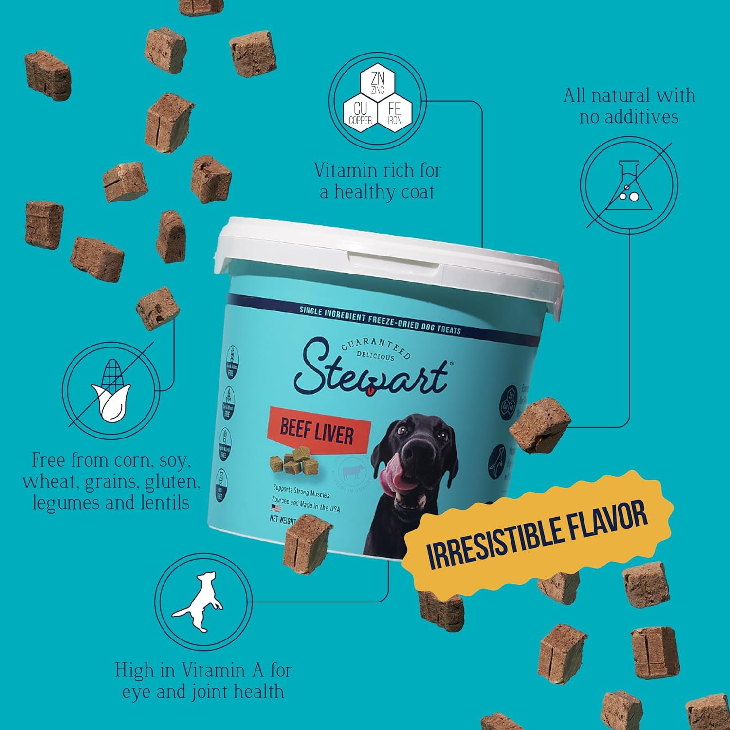 Stewart Freeze Dried Beef Liver Dog Treats, 12 oz Tub