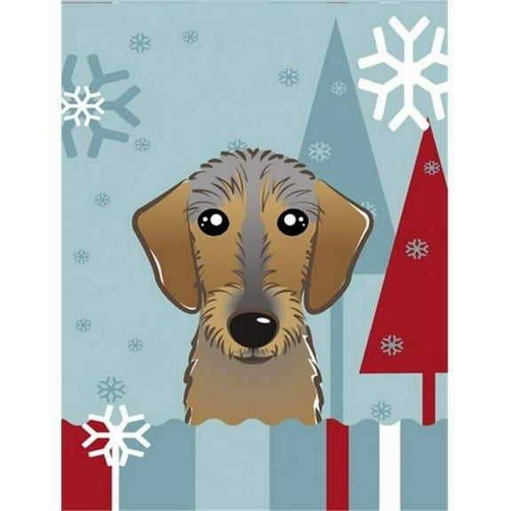 Caroline's Treasures BB1729GF Winter Holiday Wirehaired Dachshund Flag Garden Size , Small, multicolor